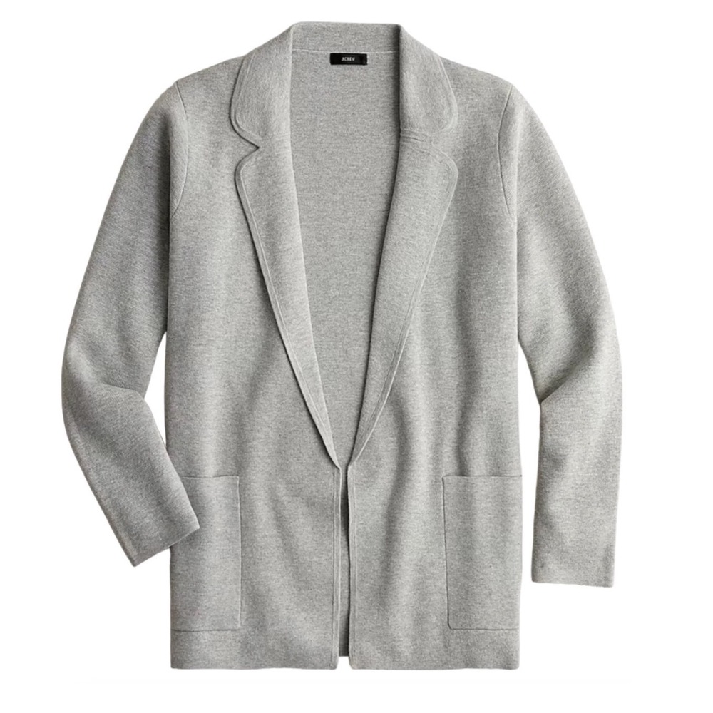 J.Crew Eloise Gray Knit Blazer Cardigan Women's Size Small Shawl Collar Pockets